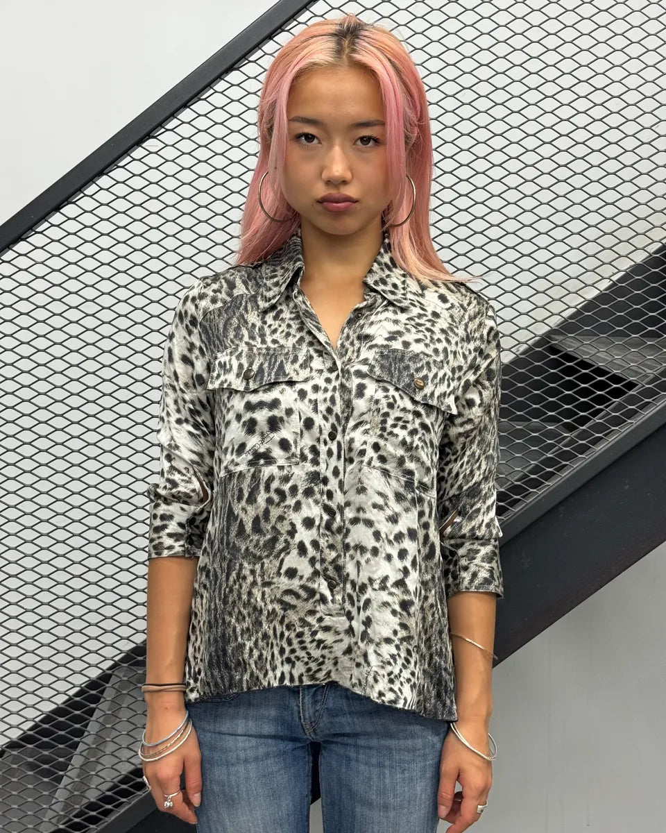 SS2005 Cavalli White & Black Leopard Shirt rCrvOoY 1