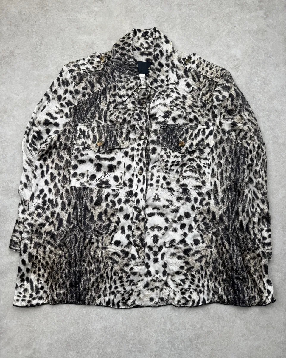 SS2005 Cavalli White & Black Leopard Shirt rCrvOoY 3