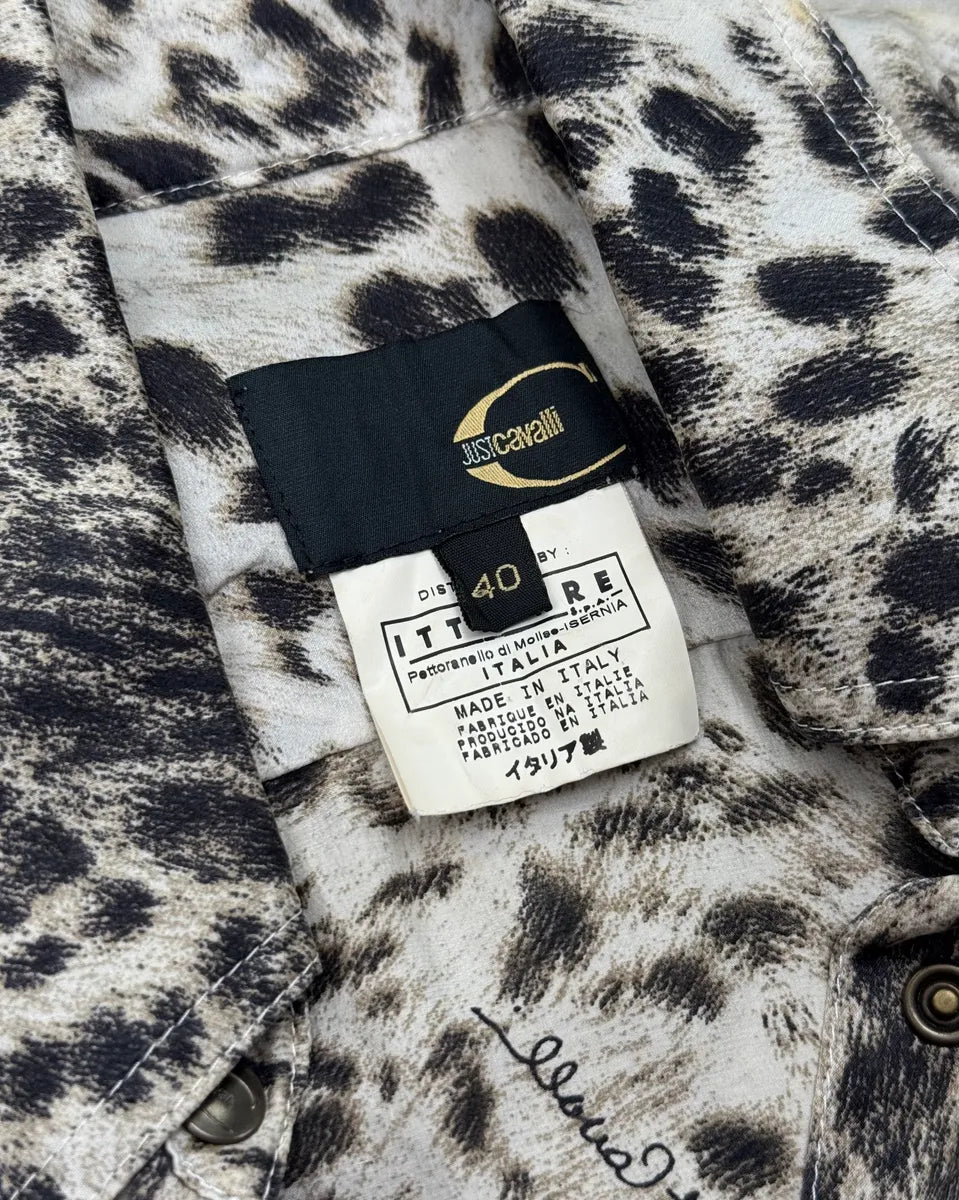 SS2005 Cavalli White & Black Leopard Shirt rCrvOoY 8