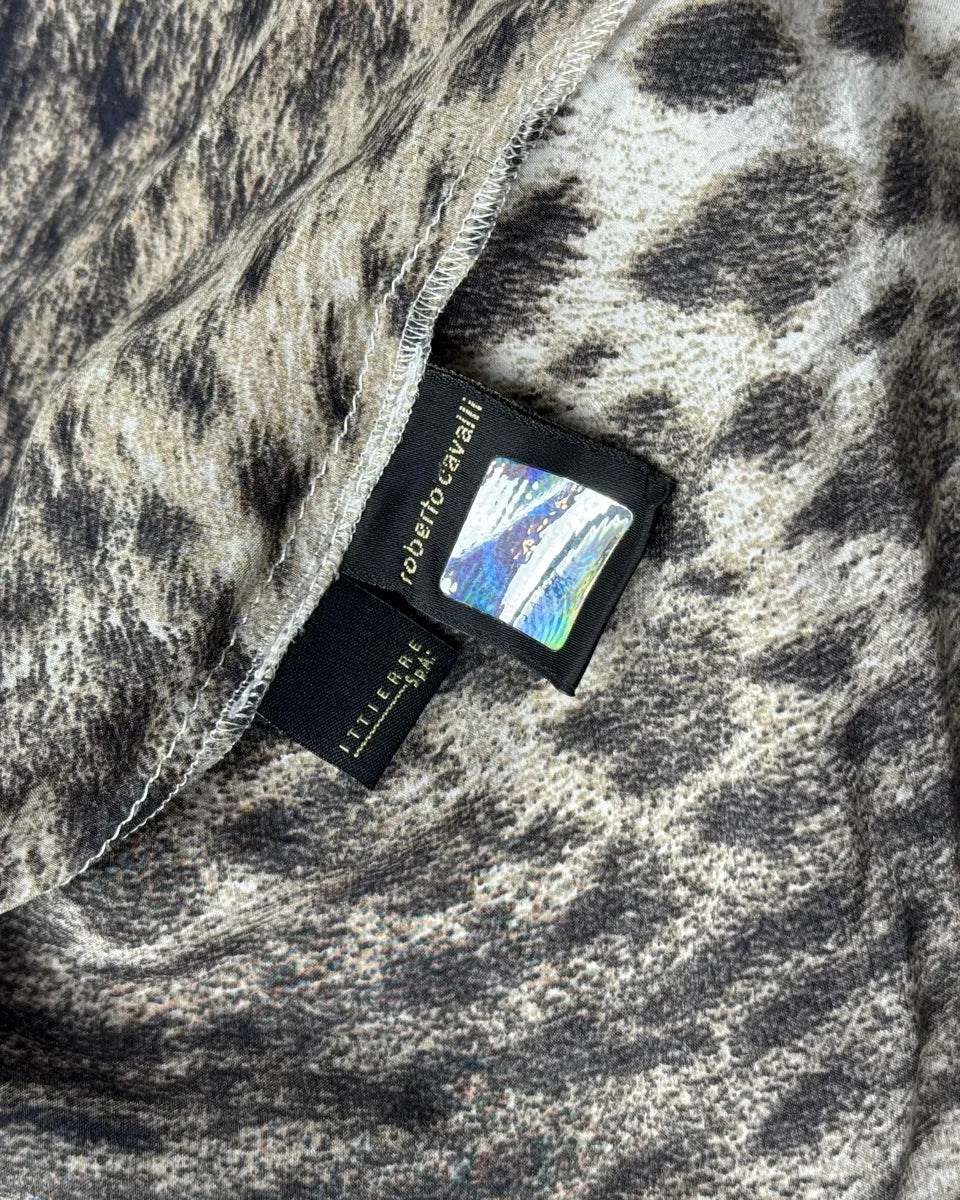 SS2005 Cavalli White & Black Leopard Shirt rCrvOoY 9