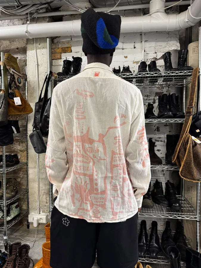 SS2005 Diesel White & Red Light Crazy Shirt QJZrNnY 2