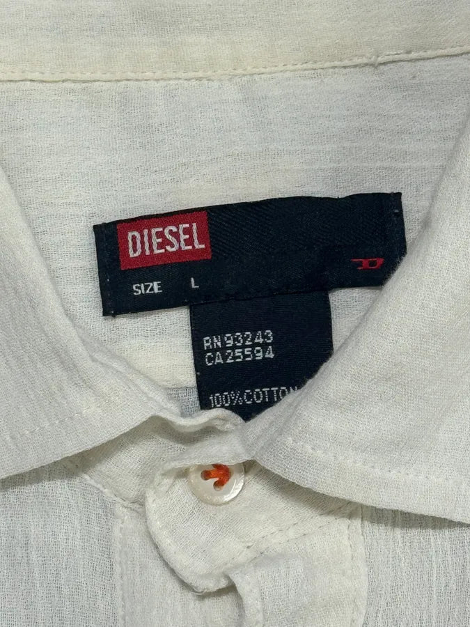 SS2005 Diesel White & Red Light Crazy Shirt QJZrNnY 5