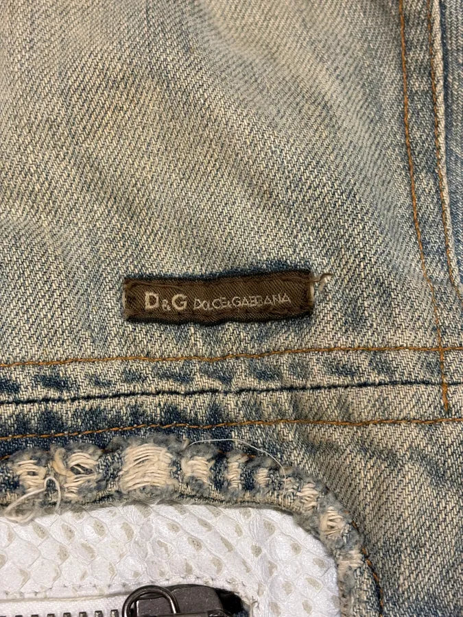 SS2005 Dolce & Gabbana Apocalyptic Biker Denim Jacket BZFvXnu 8