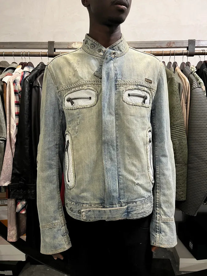 SS2005 Dolce & Gabbana Apocalyptic Biker Denim Jacket BZFvXnu 1