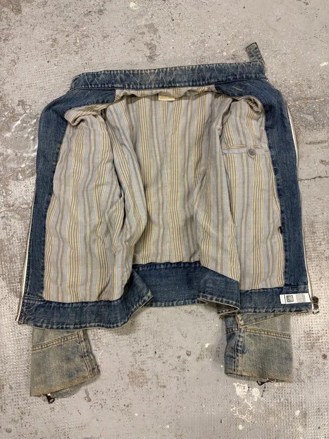 SS2005 Dolce & Gabbana Apocalyptic Biker Denim Jacket BZFvXnu 6