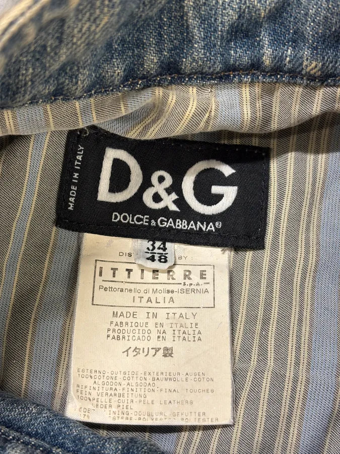 SS2005 Dolce & Gabbana Apocalyptic Biker Denim Jacket BZFvXnu 7