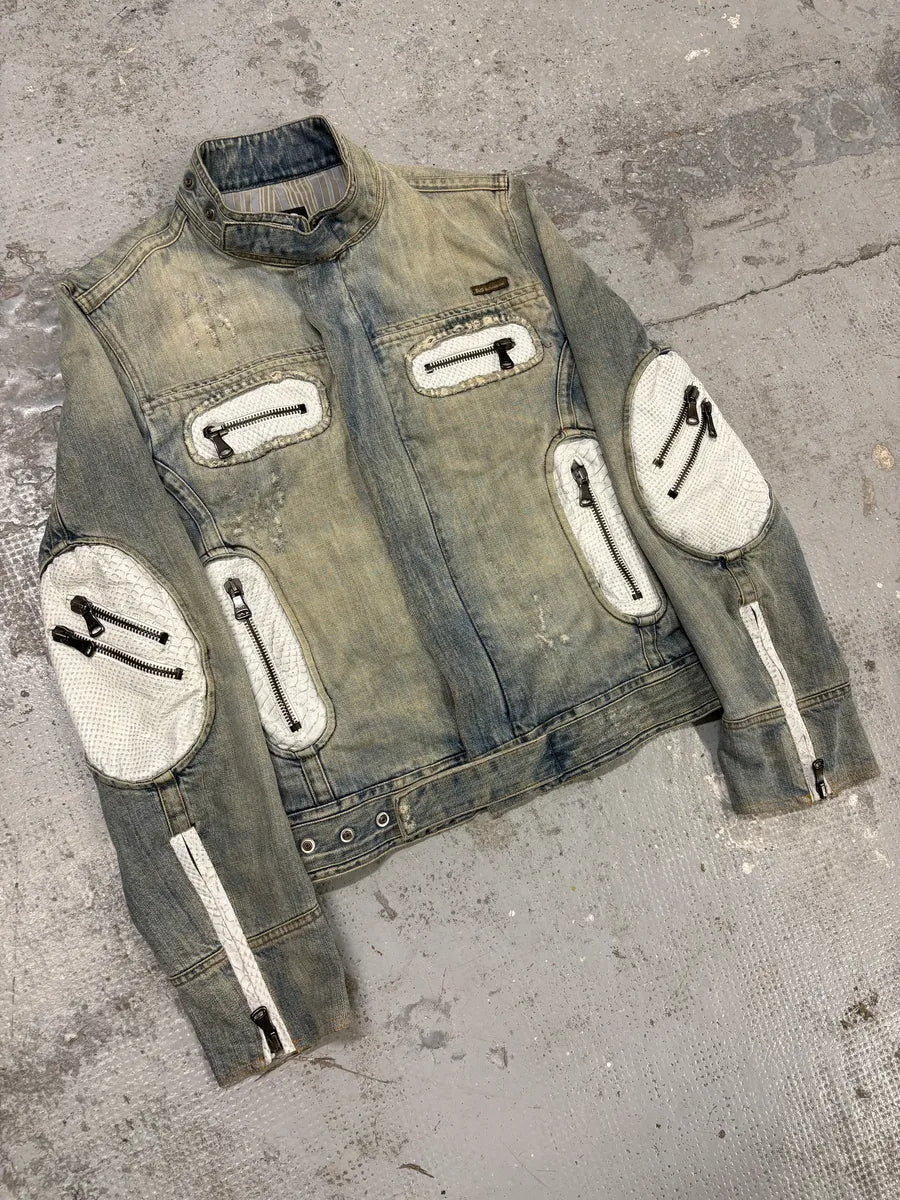 SS2005 Dolce & Gabbana Apocalyptic Biker Denim Jacket BZFvXnu 2