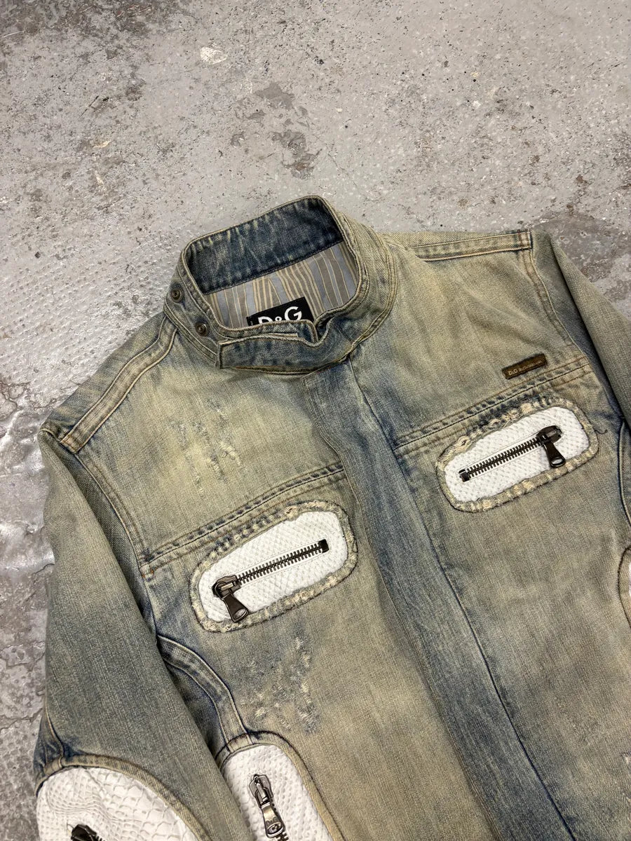 SS2005 Dolce & Gabbana Apocalyptic Biker Denim Jacket BZFvXnu 3