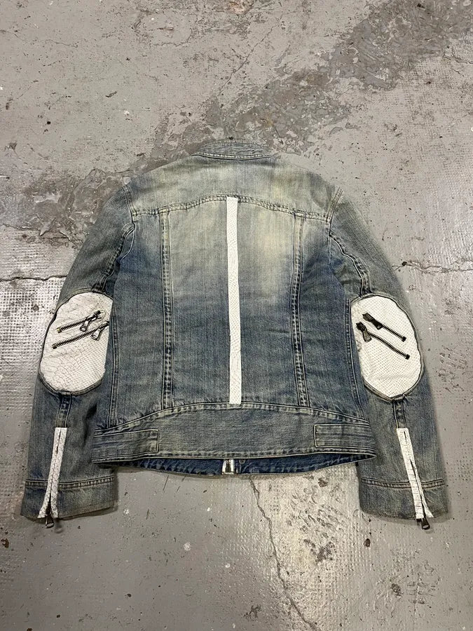 SS2005 Dolce & Gabbana Apocalyptic Biker Denim Jacket kaVJxOc 1