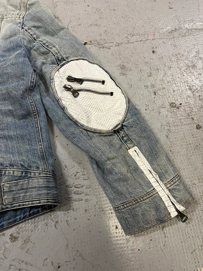 SS2005 Dolce & Gabbana Apocalyptic Biker Denim Jacket kaVJxOc 12