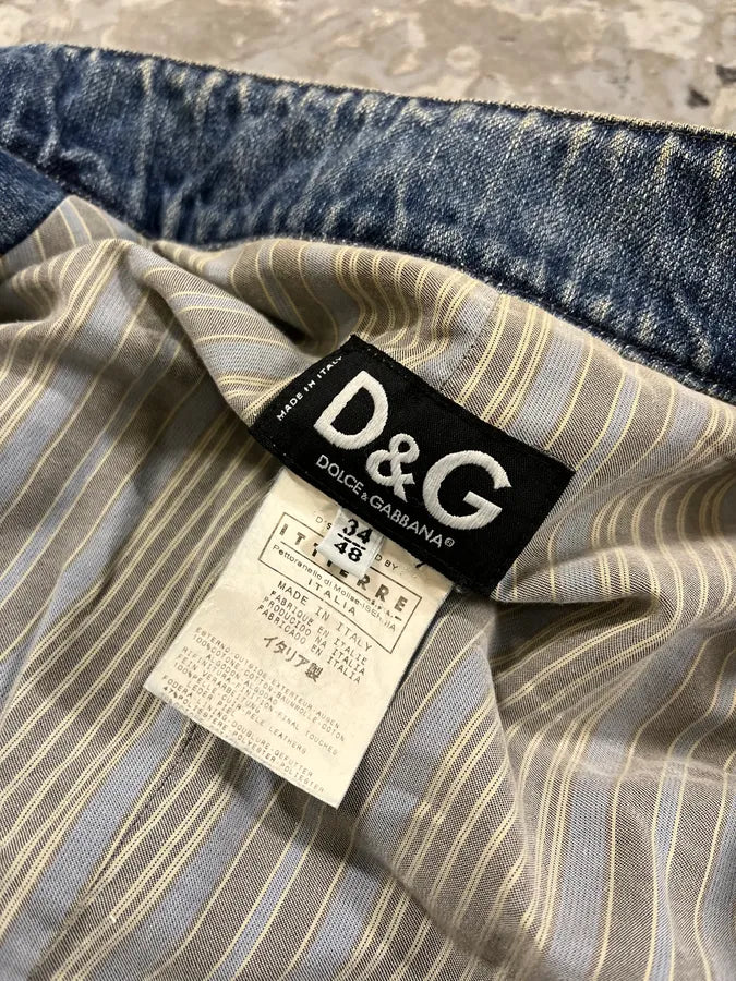 SS2005 Dolce & Gabbana Apocalyptic Biker Denim Jacket kaVJxOc 14