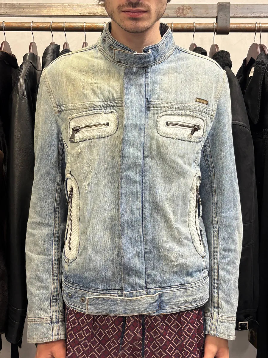 SS2005 Dolce & Gabbana Apocalyptic Biker Denim Jacket kaVJxOc 3