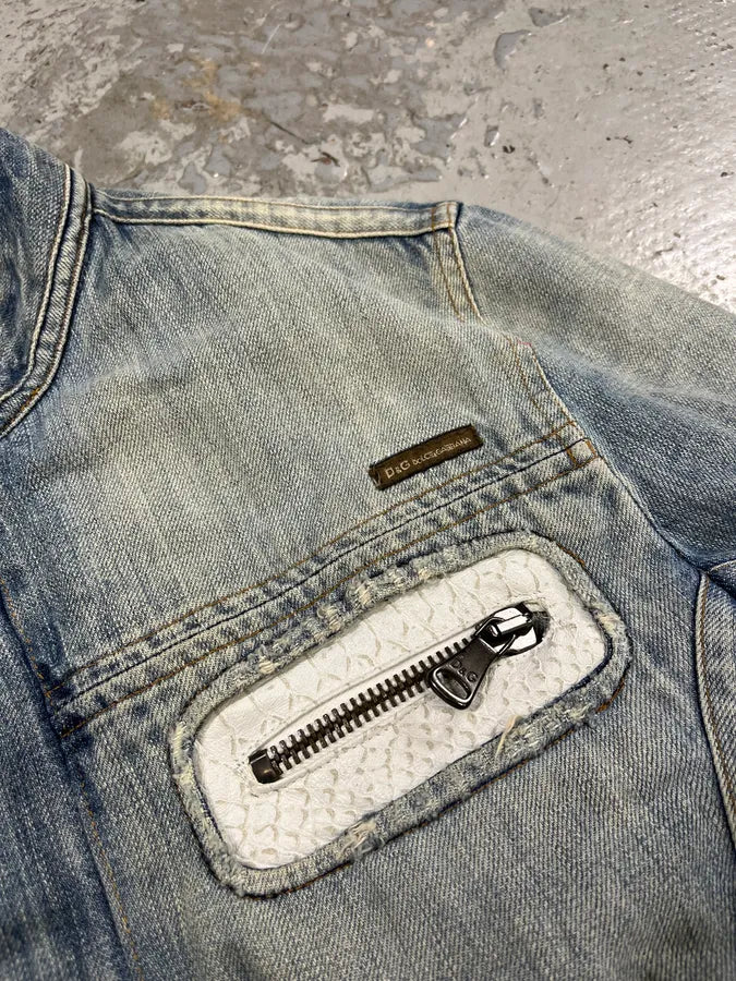 SS2005 Dolce & Gabbana Apocalyptic Biker Denim Jacket kaVJxOc 7