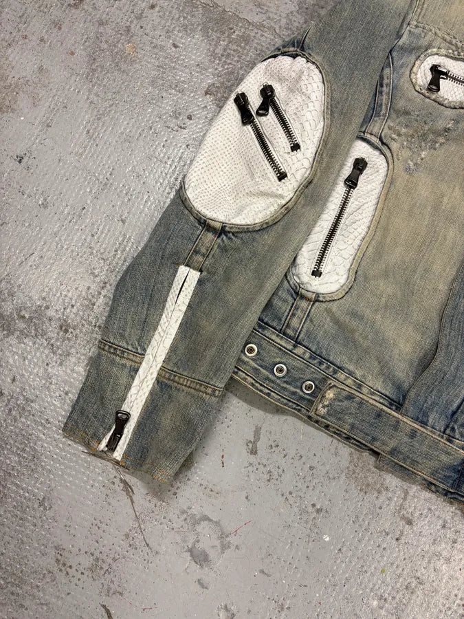 SS2005 Dolce & Gabbana Apocalyptic Biker Denim Jacket BZFvXnu 5