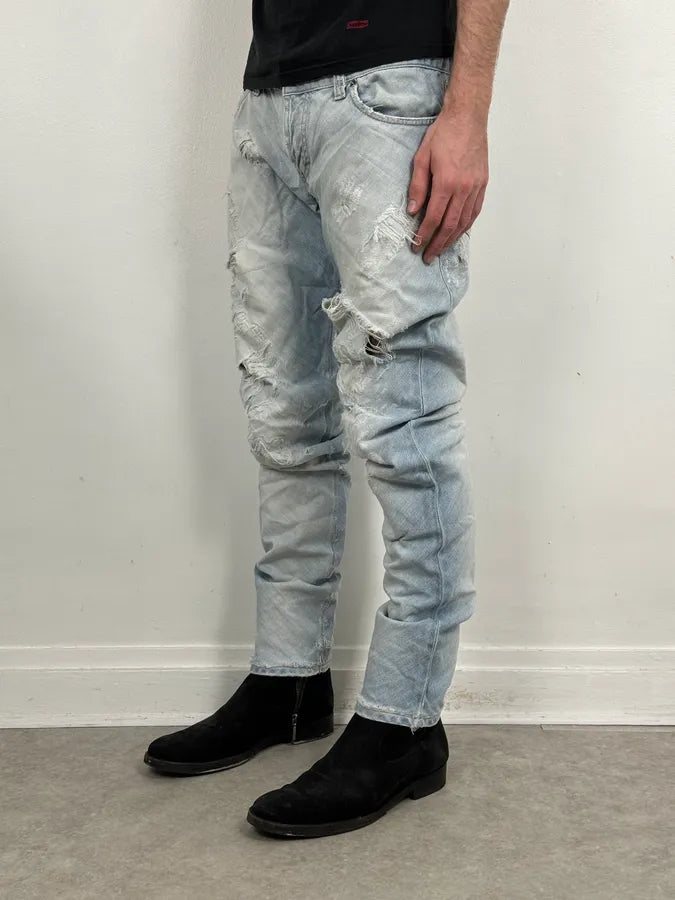 SS2005 Dolce & Gabbana Apocalyptic Blue Python Embossed Denim Jeans AoQPzOt 3