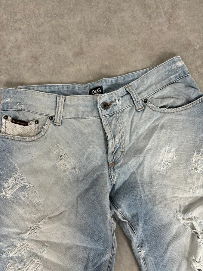 SS2005 Dolce & Gabbana Apocalyptic Blue Python Embossed Denim Jeans AoQPzOt 5