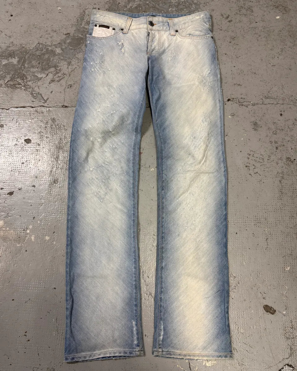 SS2005 Dolce & Gabbana Apocalyptic Biker Python Details Denim Jeans fPerawa 0