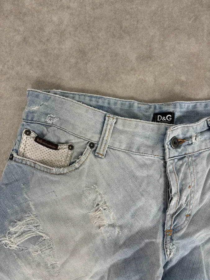 SS2005 Dolce & Gabbana Apocalyptic Blue Python Embossed Denim Jeans AoQPzOt 9