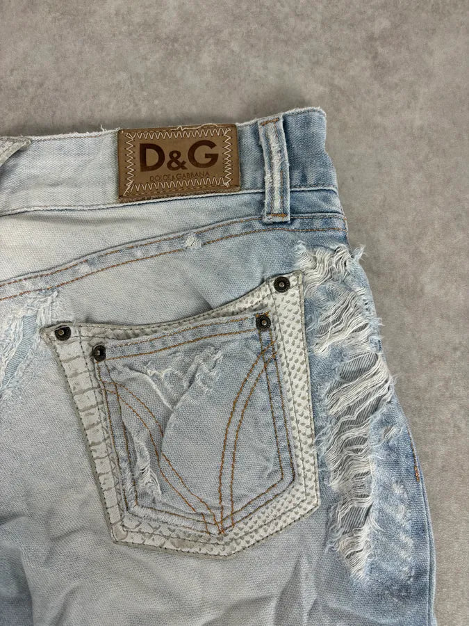 SS2005 Dolce & Gabbana Apocalyptic Blue Python Embossed Denim Jeans AoQPzOt 8