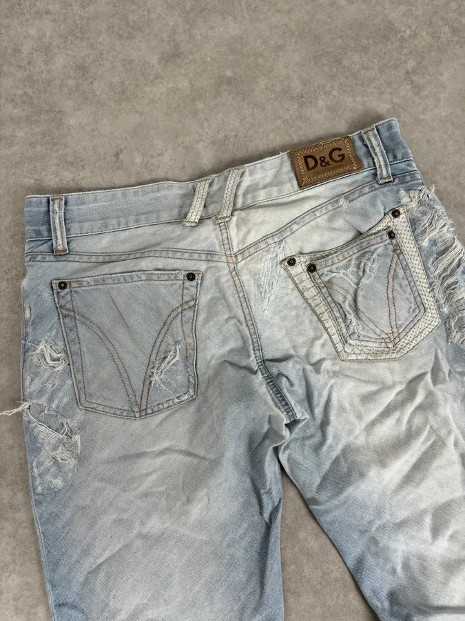 SS2005 Dolce & Gabbana Apocalyptic Blue Python Embossed Denim Jeans AoQPzOt 7