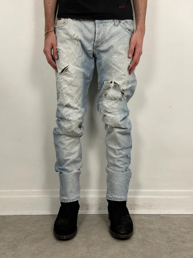SS2005 Dolce & Gabbana Apocalyptic Blue Python Embossed Denim Jeans AoQPzOt 2