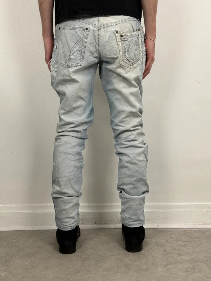 SS2005 Dolce & Gabbana Apocalyptic Blue Python Embossed Denim Jeans AoQPzOt 4