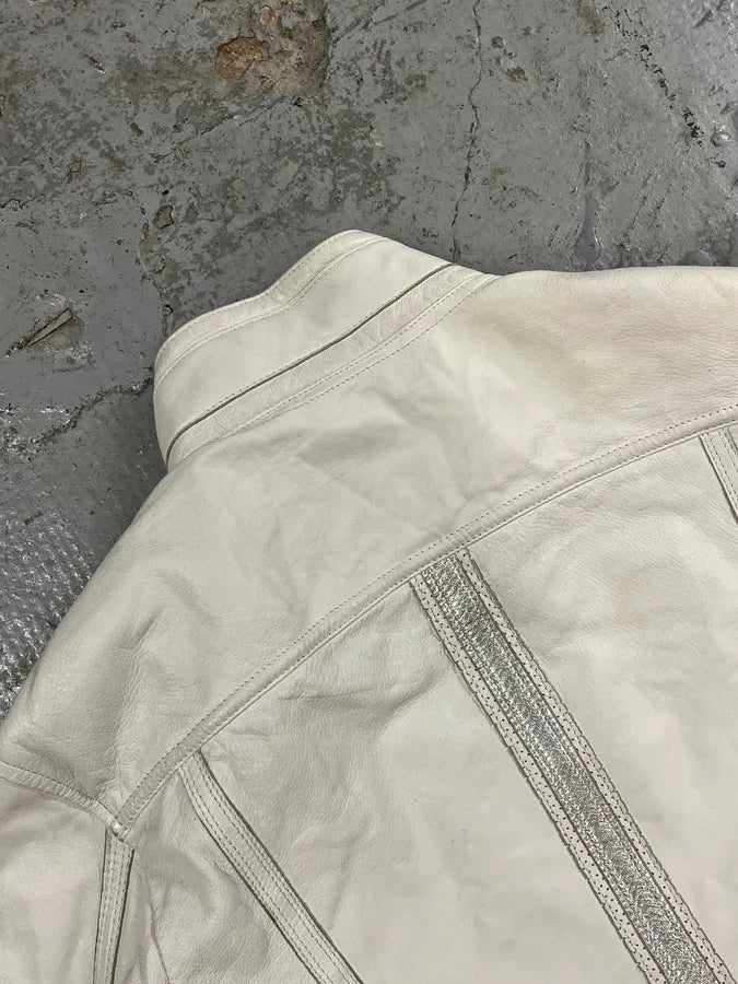 SS2005 Dolce & Gabbana Apocalyptic Biker White Leather Jacket KLrBQTJ 8