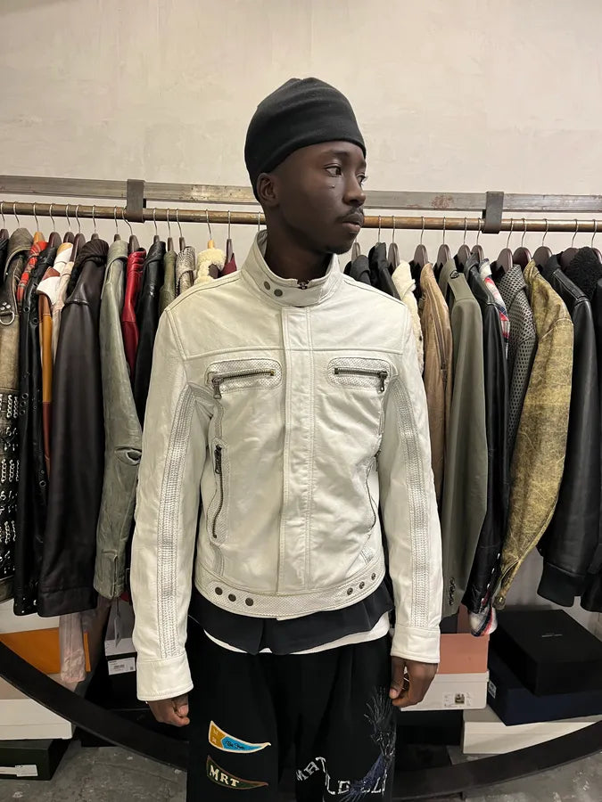 SS2005 Dolce & Gabbana Apocalyptic Biker White Leather Jacket KLrBQTJ 1