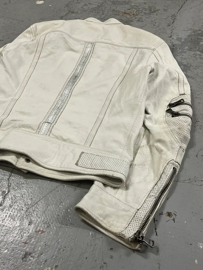 SS2005 Dolce & Gabbana Apocalyptic Biker White Leather Jacket KLrBQTJ 5