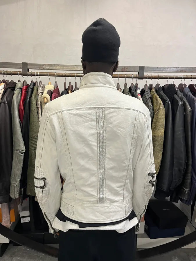 SS2005 Dolce & Gabbana Apocalyptic Biker White Leather Jacket KLrBQTJ 2