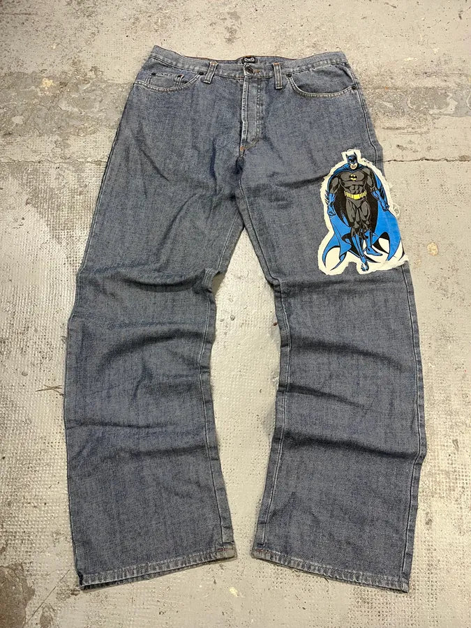SS2005 Dolce & Gabbana Batman Patch Blue Denim Jeans LrbDBBN 1