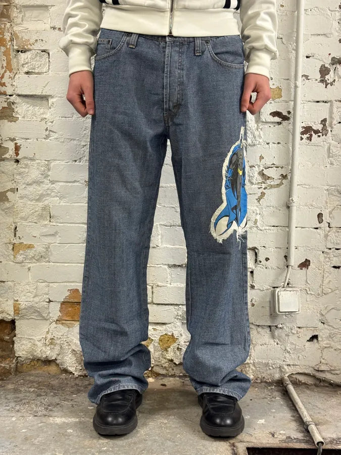 SS2005 Dolce & Gabbana Batman Patch Blue Denim Jeans LrbDBBN 2