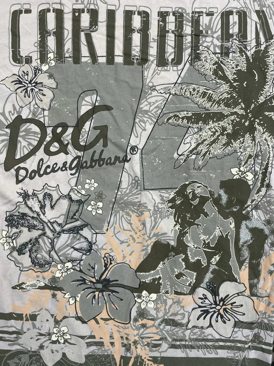 SS2005 Dolce & Gabbana Beige Cotton Caribbean Floral Longsleeve qUfQpKK 4