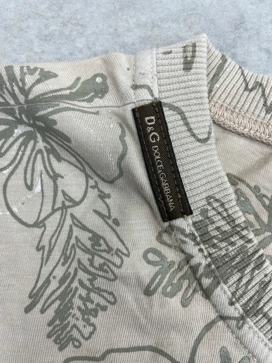 SS2005 Dolce & Gabbana Beige Cotton Caribbean Floral Longsleeve qUfQpKK 5
