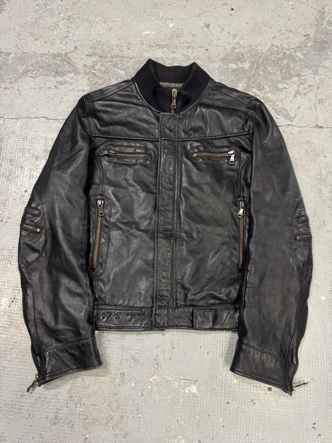 SS2005 Dolce & Gabbana Biker Milano Leather Jacket cOWkjgm 0