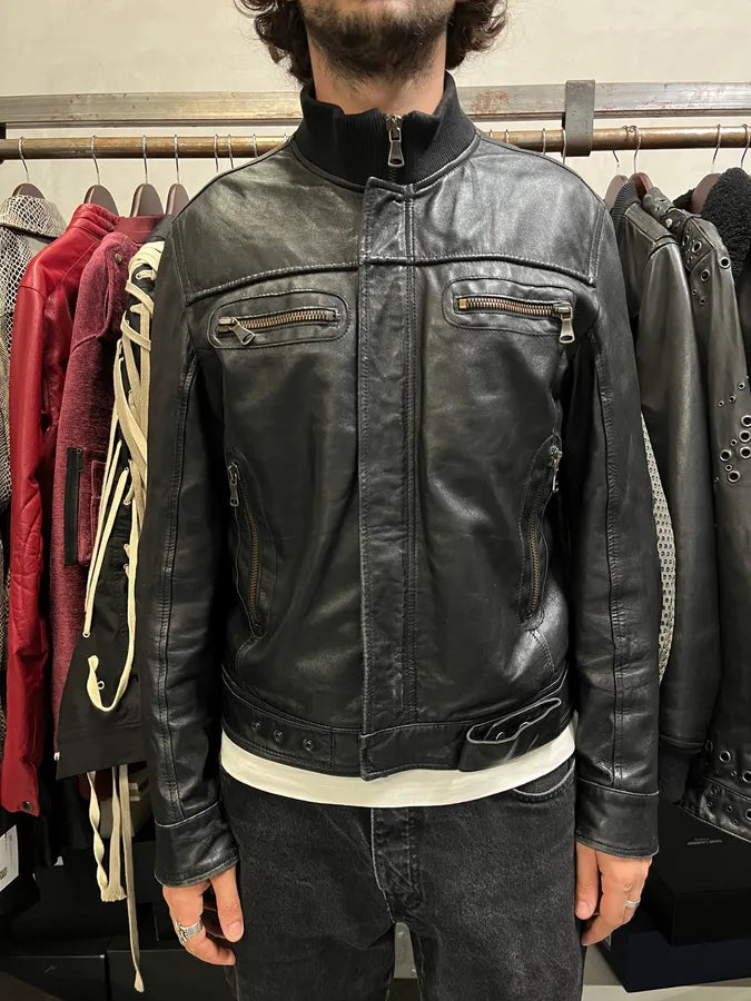 SS2005 Dolce & Gabbana Biker Milano Leather Jacket cOWkjgm 1