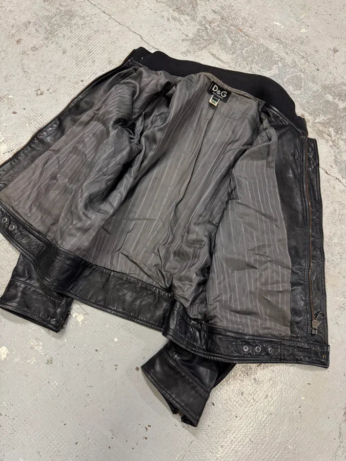 SS2005 Dolce & Gabbana Biker Milano Leather Jacket cOWkjgm 5