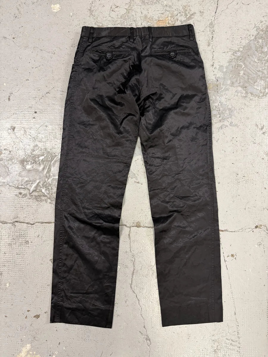 SS2005 Dolce & Gabbana Black Satin Effect Pants BkqPbRU 1