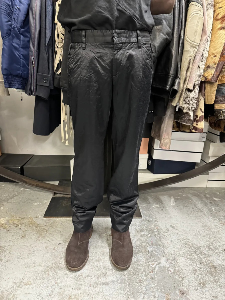 SS2005 Dolce & Gabbana Black Satin Effect Pants BkqPbRU 2