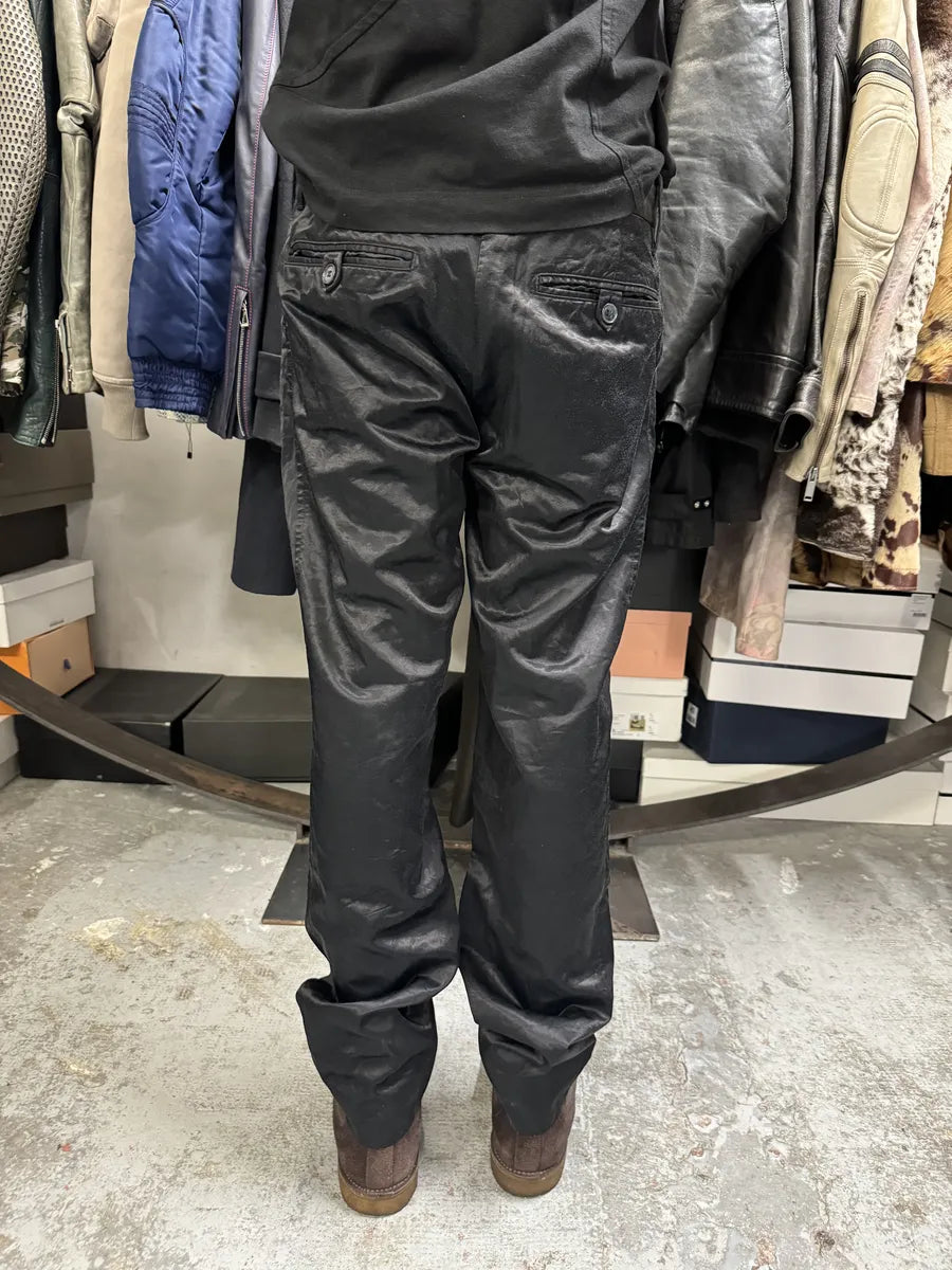 SS2005 Dolce & Gabbana Black Satin Effect Pants BkqPbRU 4
