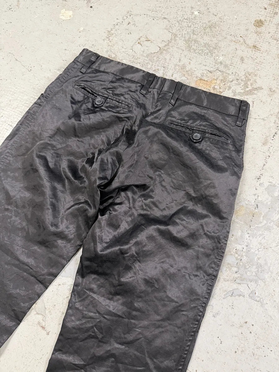 SS2005 Dolce & Gabbana Black Satin Effect Pants BkqPbRU 5