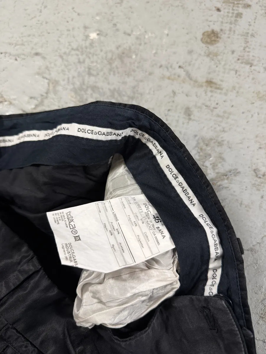 SS2005 Dolce & Gabbana Black Satin Effect Pants BkqPbRU 6