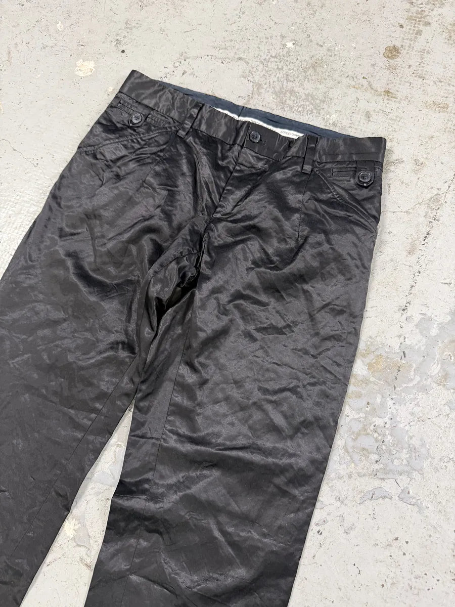 SS2005 Dolce & Gabbana Black Satin Effect Pants BkqPbRU 9