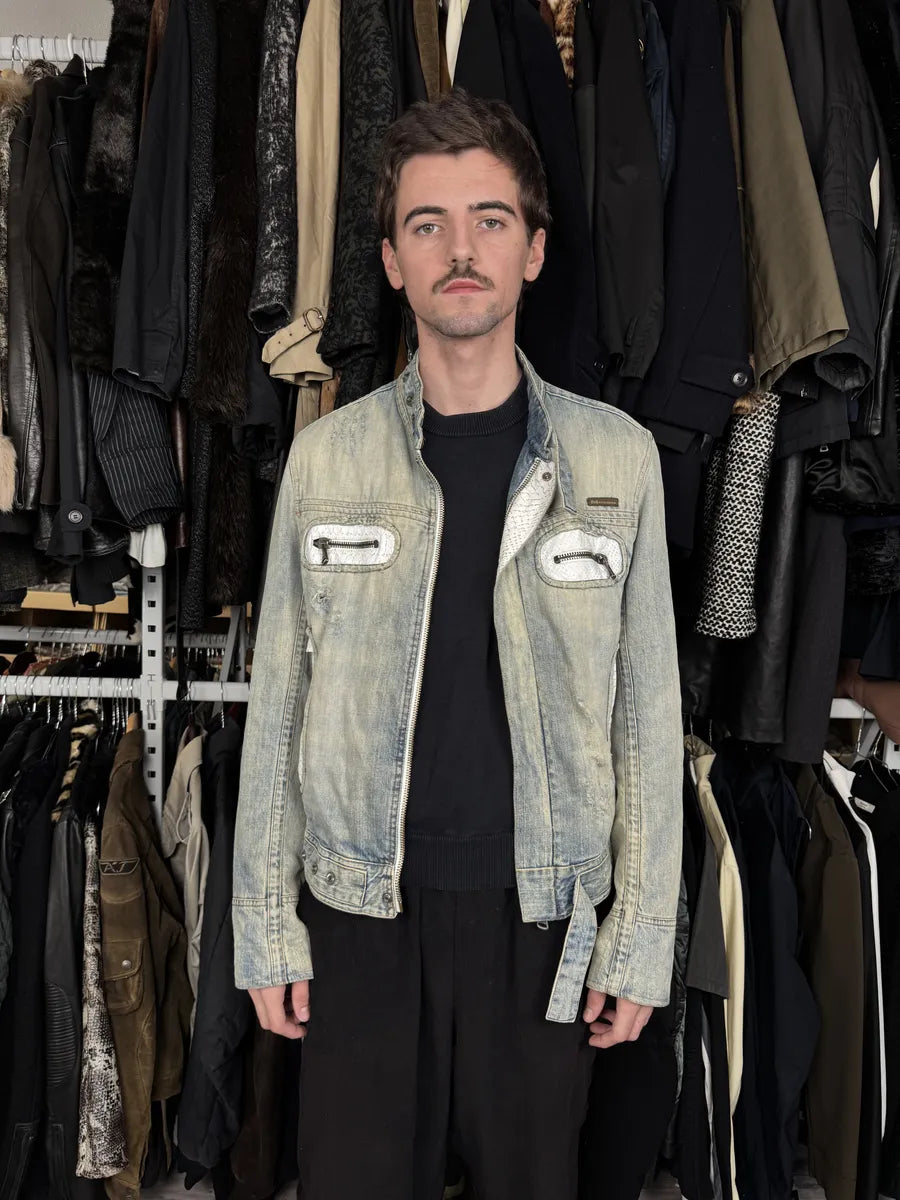 SS2005 Dolce & Gabbana Blue Apocalyptic Denim Jacket RIrMaSd 3