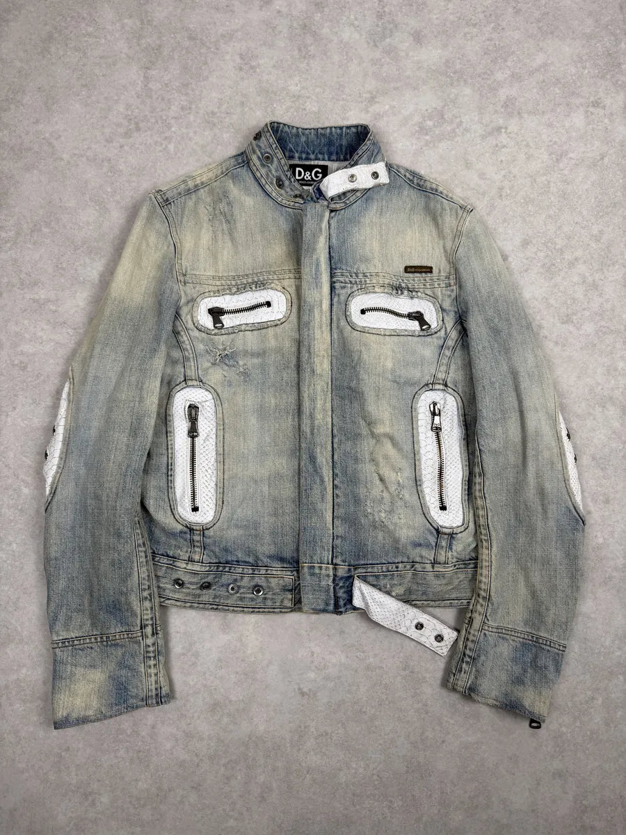 SS2005 Dolce & Gabbana Blue Apocalyptic Denim Jacket RIrMaSd 5