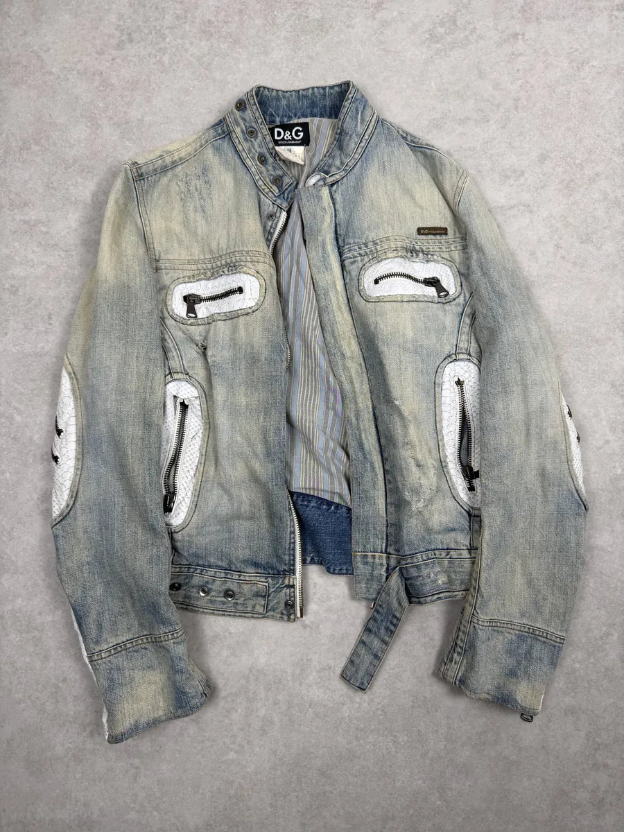 SS2005 Dolce & Gabbana Blue Apocalyptic Denim Jacket RIrMaSd 6
