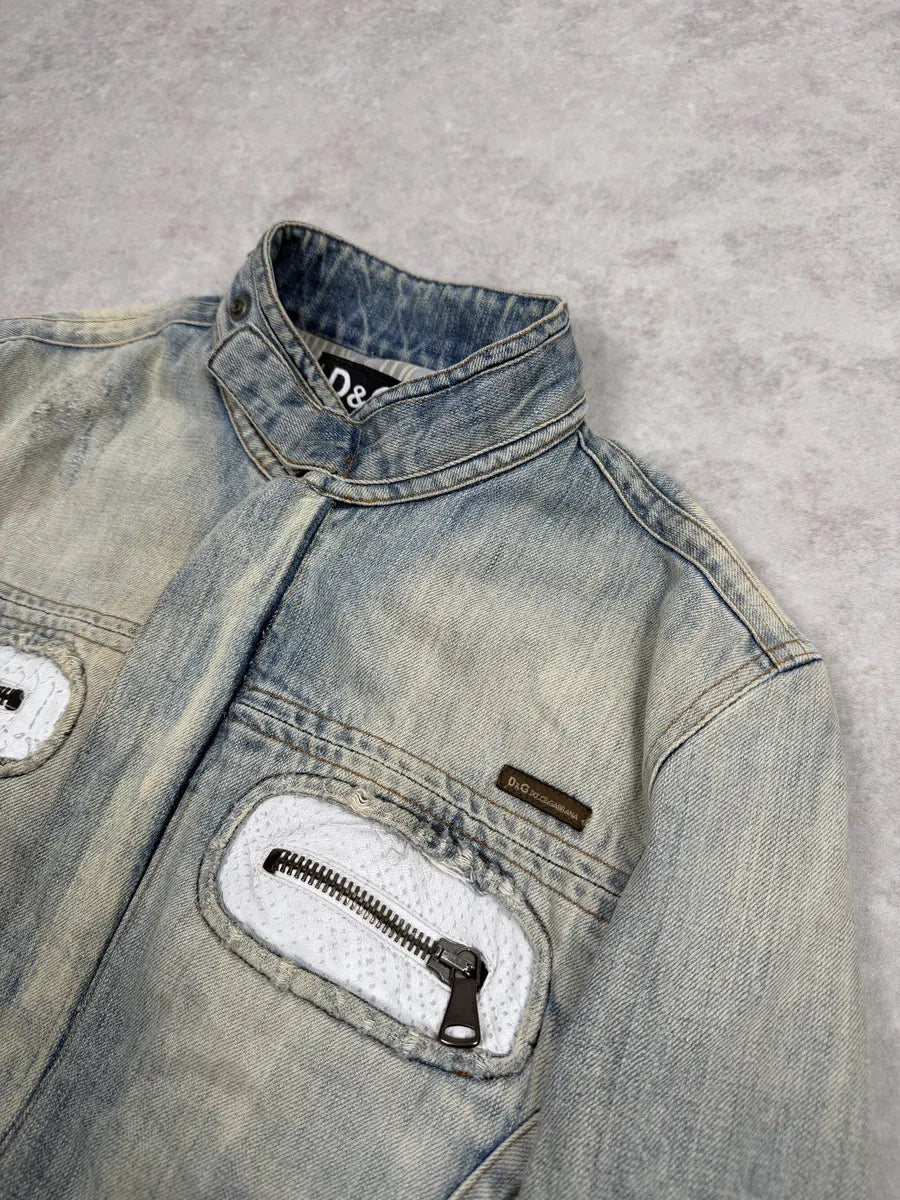 SS2005 Dolce & Gabbana Blue Apocalyptic Denim Jacket RIrMaSd 9