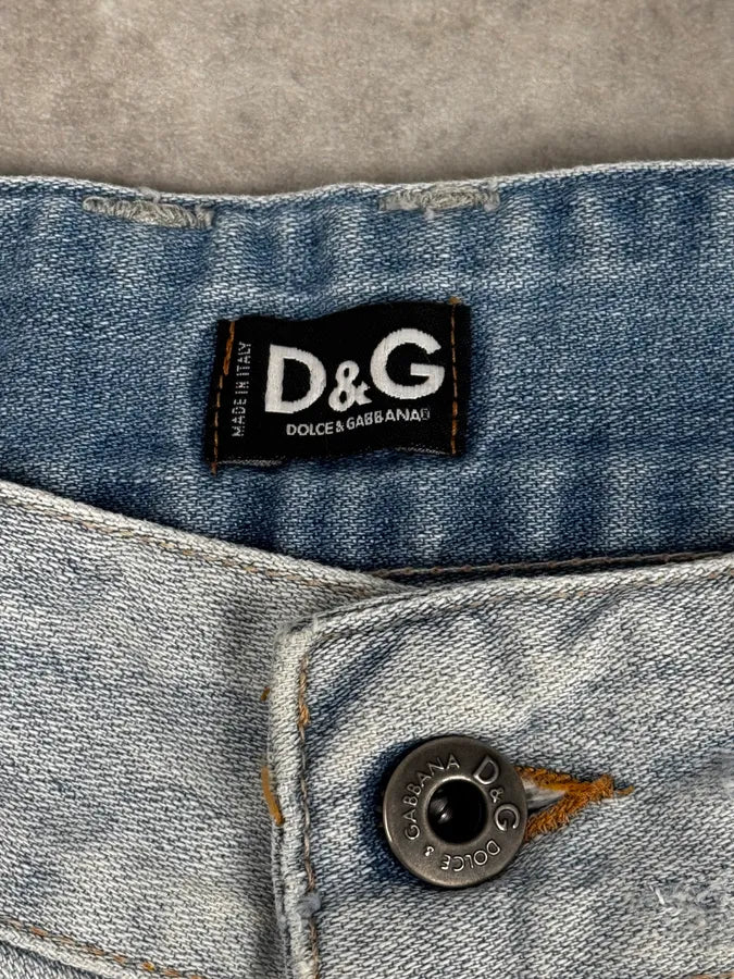 SS2005 Dolce & Gabbana Blue Denim White Snakeskin Rebel Jeans MGVXrck 12