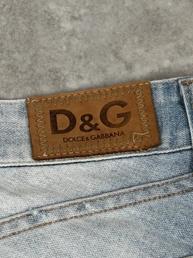 SS2005 Dolce & Gabbana Blue Denim White Snakeskin Rebel Jeans MGVXrck 11