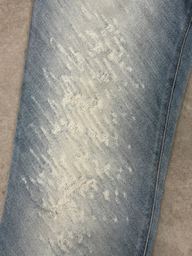 SS2005 Dolce & Gabbana Blue Denim White Snakeskin Rebel Jeans MGVXrck 8